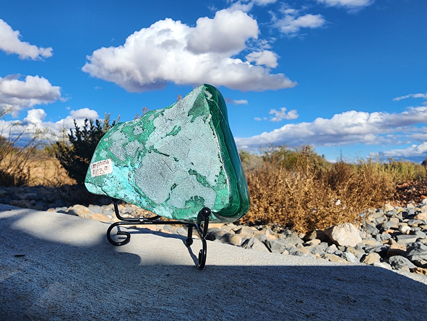 Freeform Polished and Raw Specimen - Chrysocolla Malachite - 122mm/4.8"