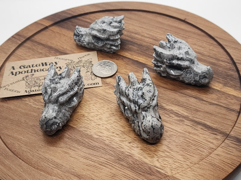 Carving - Small Dragon Skull - Multiple Stone Options - 53mm/2.1"