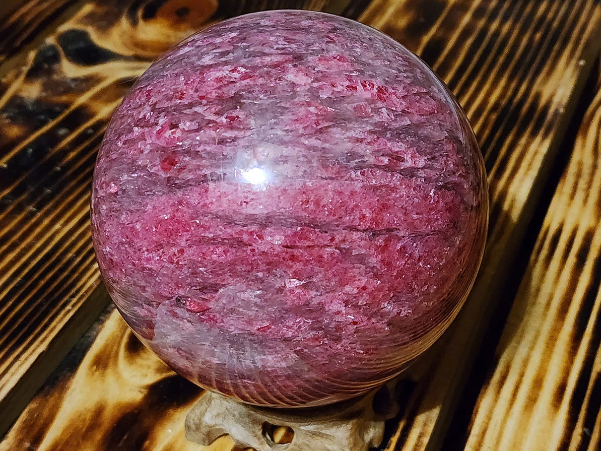 Sphere - Icy Rhodonite In Quartz  - 117mm/4.6"