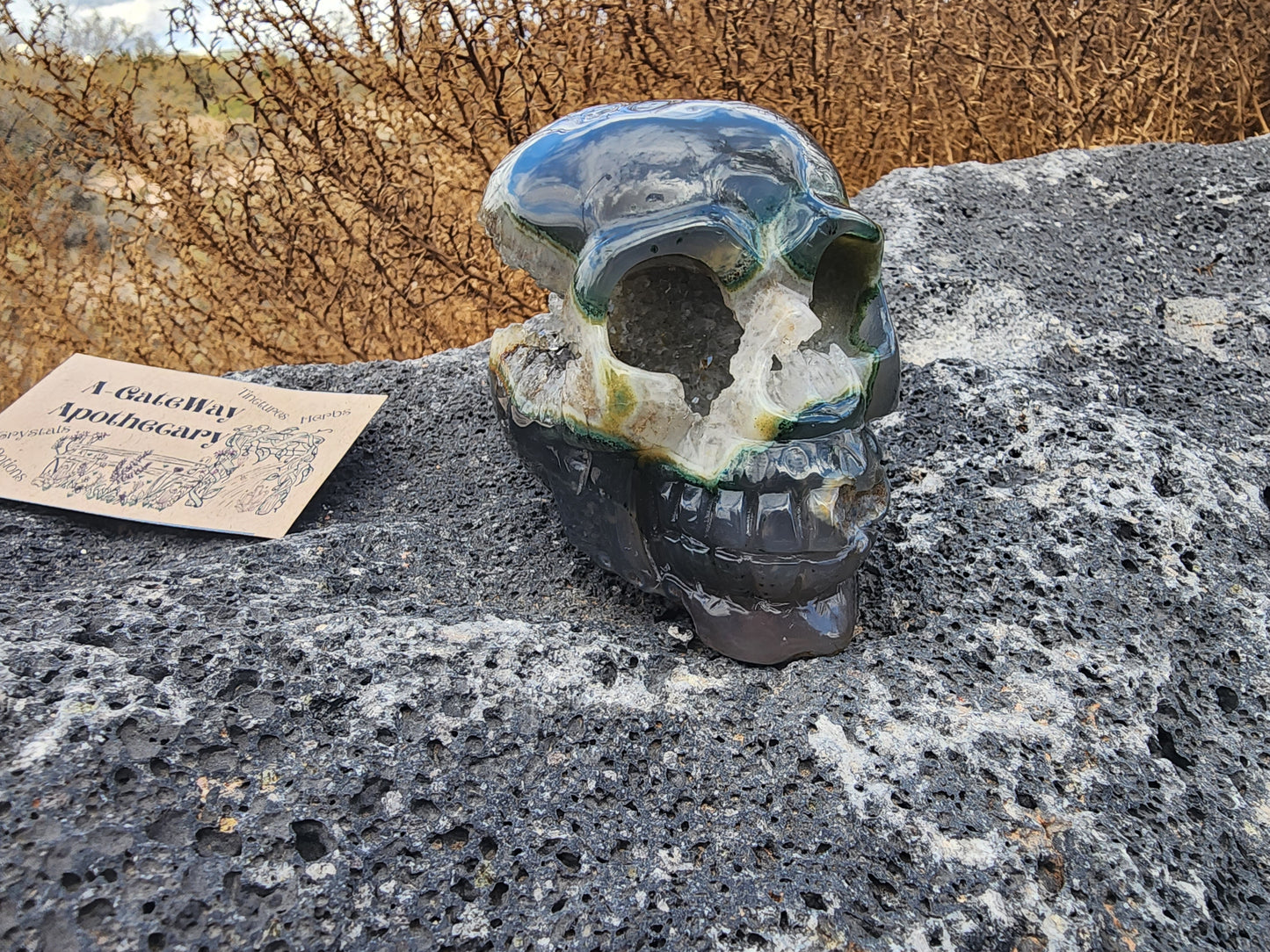 Carving - Large Crystal Skull - Druzy Agate - 110mm/4.5"