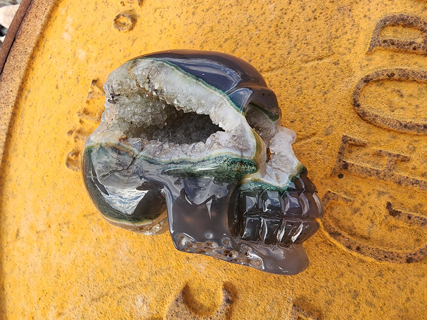 Carving - Large Crystal Skull - Druzy Agate - 110mm/4.5"