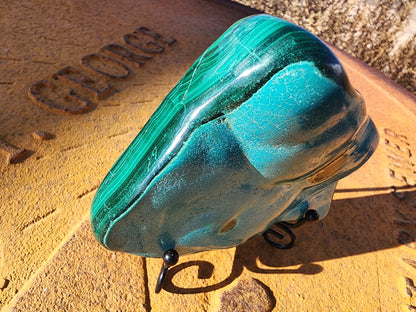 Freeform Polished and Raw Specimen - Chrysocolla Malachite - 122mm/4.8"