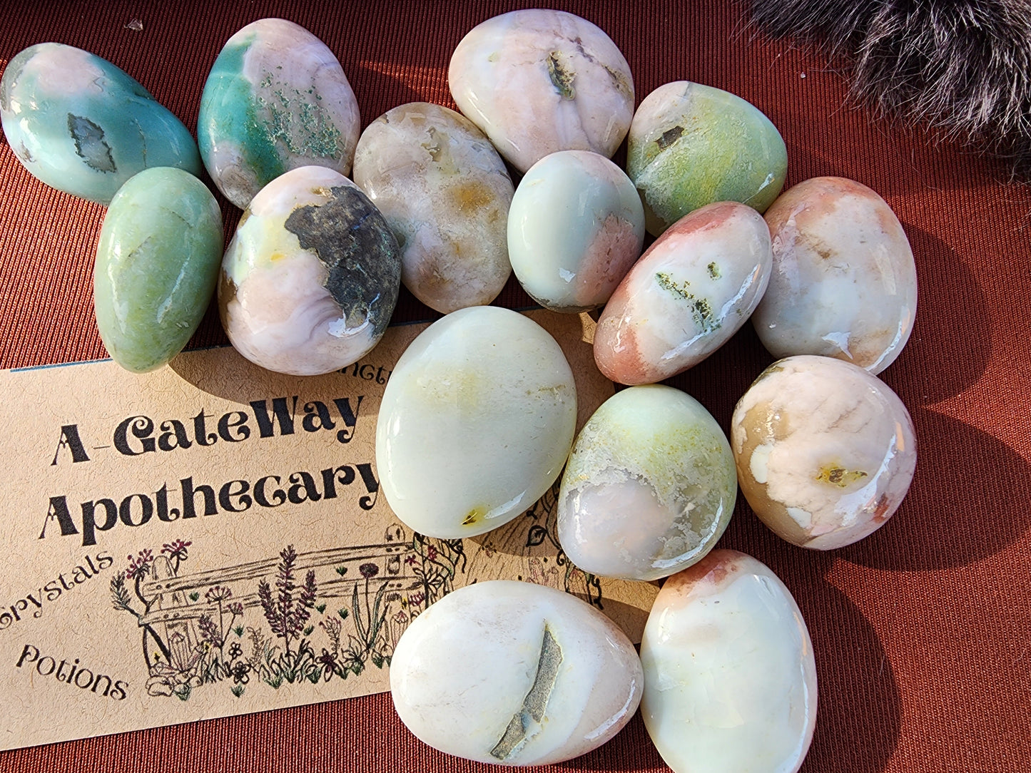 Tumble - Green Flower Agate - Multiple Size Options