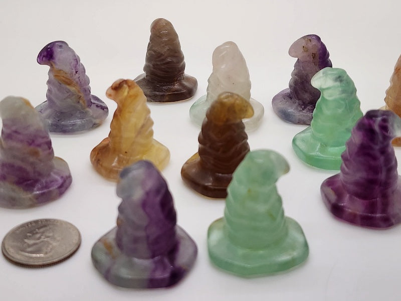 Carving - Small Witch Hat - Fluorite - 34mm/1.4"