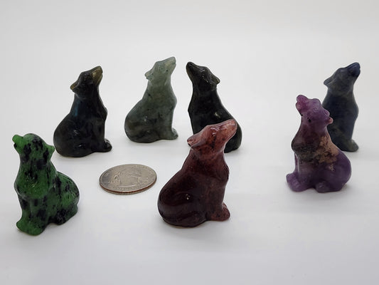Carving - Small Howling Wolf - Multiple Stone Options - 40mm/1.5"