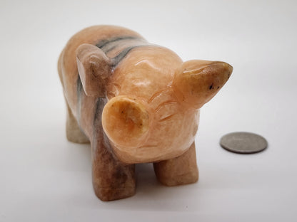 Carving - Large Pig - Sunstone - 116mm/4.6"