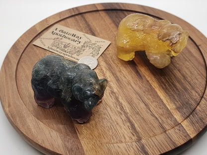 Carving - Grizzly Bear - Multiple Fluorite Color Options - 90mm/3.6"