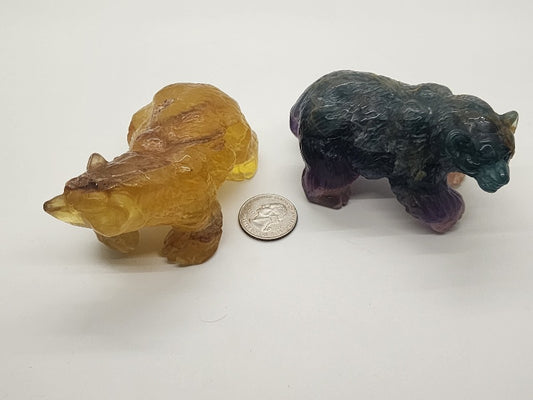 Carving - Grizzly Bear - Multiple Fluorite Color Options - 90mm/3.6"